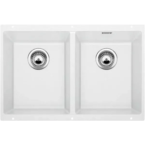 Кухонная мойка BLANCO SUBLINE 350/350-U SILGRANIT отводная арматура InFino® белый гранит 523578