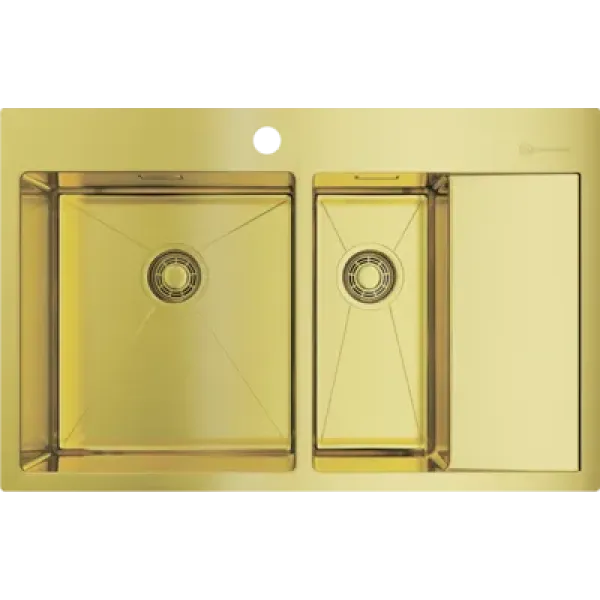 Мойка OMOIKIRI Akisame 78-2-LG-L нерж.сталь/светлое золото 4973087