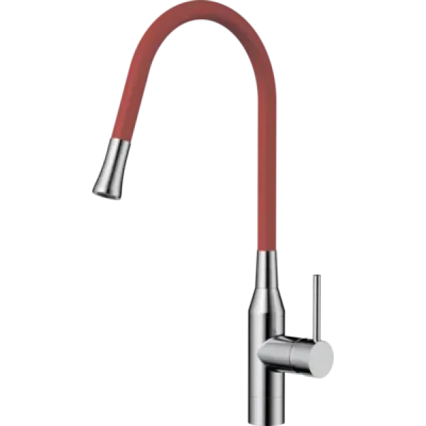 Смеситель OMOIKIRI Yatomi-BN-R (4994248) нержавеющая сталь/красный шланг
