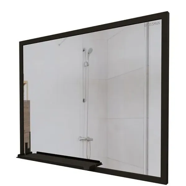 Зеркало GROSSMAN ЛОФТ 90 см с полкой черное 209001