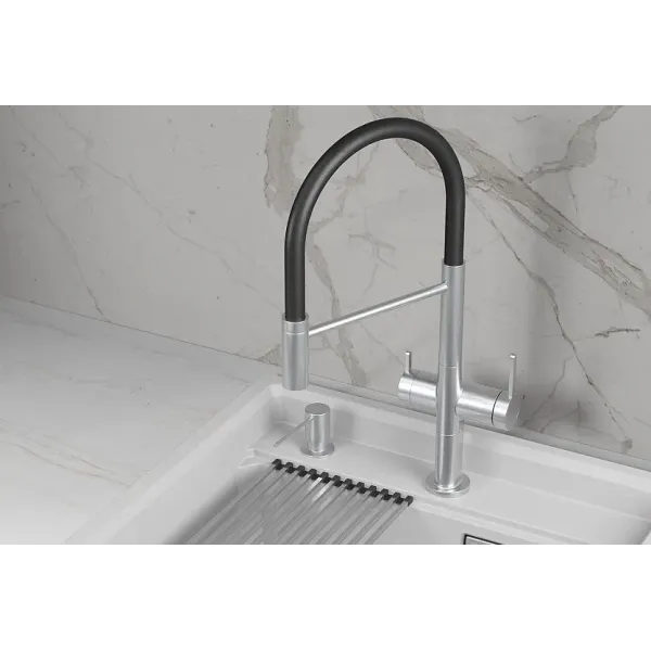 Смеситель GRANULA KS-8277 нержавеющая сталь