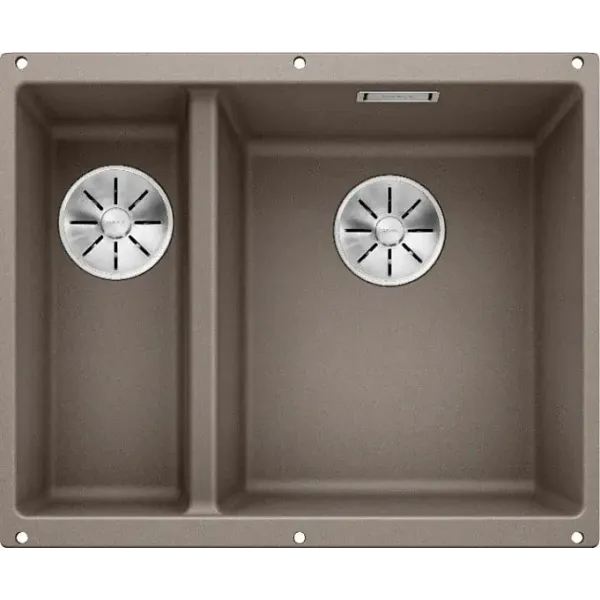 Кухонная мойка BLANCO SUBLINE 340/160-U SILGRANIT серый беж (чаша справа) с отв.арм. InFino (арт.523565)