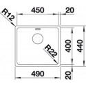 Кухонная мойка BLANCO ANDANO 450-IF нерж. сталь зеркальная полировка с отв. арм. InFino (арт.522961)
