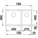 Кухонная мойка Blanco SUBLINE 430/270-U отводная арматура InFino® алюметаллик гранит 523153