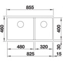 Кухонная мойка BLANCO SUBLINE 480/320-U отводная арматура InFino® шампань гранит 523590