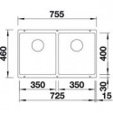 Кухонная мойка BLANCO SUBLINE 350/350-U SILGRANIT 523575 темная скала