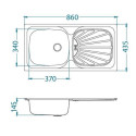 Кухонная мойка ALVEUS Basic 80 LEI-60 860X435 (в комплекте с сифоном)