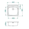 Кухонная мойка ALVEUS Basic 130 NAT-60 465X465 (в комплекте с сифоном)