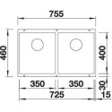 Кухонная мойка BLANCO SUBLINE 350/350-U SILGRANIT серый беж с отв.арм. InFino (арт.523581)