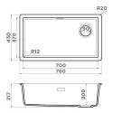 Кухонная мойка OMOIKIRI Kata 76-U/I Side-GR (4997589)