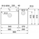 Кухонная мойка FRANKE Box Center BWX 220-54-27 TL рабочий центр слева