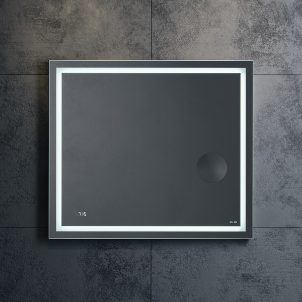 Зеркало AM.PM Gem 80 с LED-подсветкой, часами и косметическим зеркалом