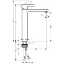 Смеситель для раковины Hansgrohe Metris S Highriser, однорычажный, без сливного набора 31023000, хром