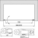Душевая дверь в нишу Vegas Glass EP Lux 85 07 01 R профиль матовый хром, стекло прозрачное