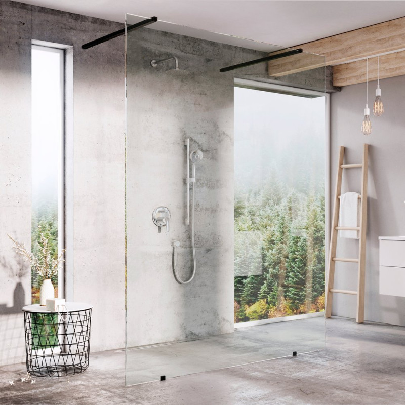 Душевая перегородка Ravak Walk-In Free 140 + кронштейн 90 см, черный 2 шт