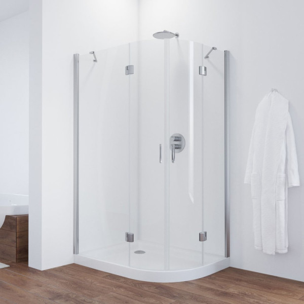 Душевой уголок Vegas Glass AFS-F 120*100 08 01 L профиль глянцевый хром, стекло прозрачное