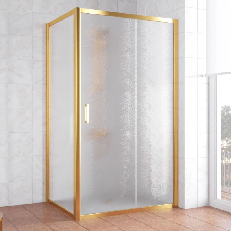 Душевой уголок Vegas Glass ZP+ZPV 100*80 09 02 профиль золото, стекло шиншилла