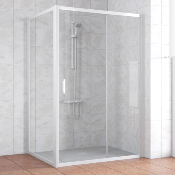 Душевой уголок Vegas Glass ZP+ZPV 130*100 01 01 профиль белый, стекло прозрачное