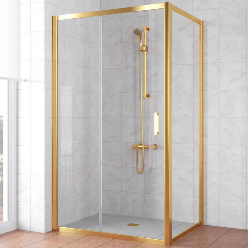 Душевой уголок Vegas Glass ZP+ZPV TUR NOVO 100*90 09 01 профиль золото, стекло прозрачное