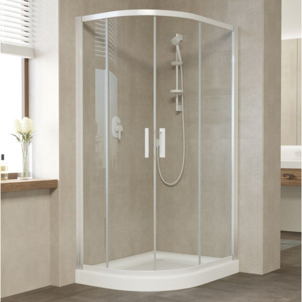 Душевой уголок Vegas Glass ZS-F 100*90 01 01 профиль белый, стекло прозрачное