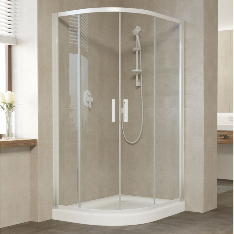 Душевой уголок Vegas Glass ZS-F 110*90 01 01 профиль белый, стекло прозрачное