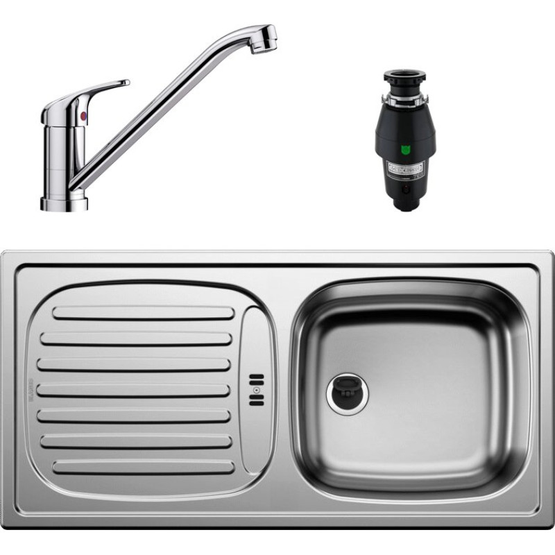 Комплект  Мойка кухонная Blanco Flex 511917 с пробкой + Смеситель Blanco Daras 524179 для кухонной мойки + Измельчитель отходов Bone Crusher BC700-AS