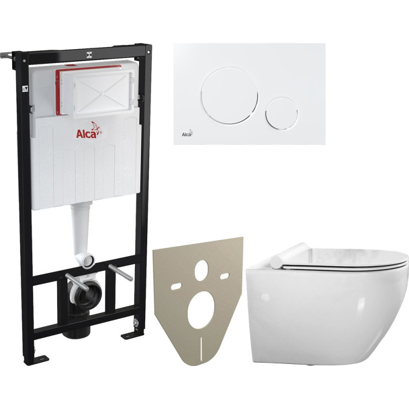 Комплект  Унитаз подвесной BelBagno Sfera-r BB513CH с крышкой + Система инсталляции AlcaPlast AM101/1120-001 + Кнопка смыва AlcaPlast THIN M670 белый + Шумоизоляционная па?