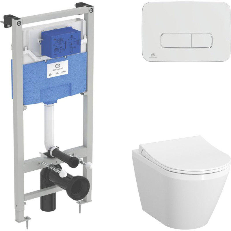 Комплект  Унитаз подвесной VitrA Integra 7040B003-0075 с крышкой + Система инсталляции ProSys + Кнопка смыва ProSys Oleas R0124AA хром