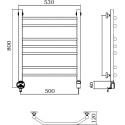 Полотенцесушитель электрический Aquanerzh Трапеция L 80x50