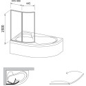 Шторка на ванну Ravak VSK2 Rosa 150 L Transparent + средство для ванн и душевых кабин