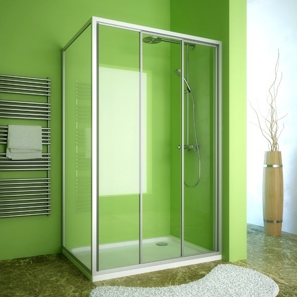 Душевой уголок GuteWetter Practic Rectan GK-403 правая 100x80 см стекло бесцветное, профиль матовый хром