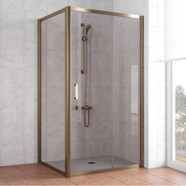 Душевой уголок Vegas Glass ZP+ZPV 100*100 05 05 профиль бронза, стекло бронза