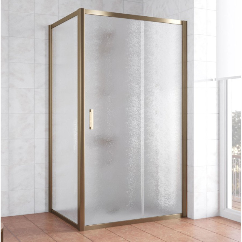 Душевой уголок Vegas Glass ZP+ZPV 100*70 05 02 профиль бронза, стекло шиншилла