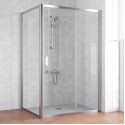 Душевой уголок Vegas Glass ZP+ZPV 140*80 08 01 профиль глянцевый хром, стекло прозрачное