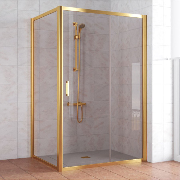 Душевой уголок Vegas Glass ZP+ZPV 140*80 09 05 профиль золото, стекло бронза