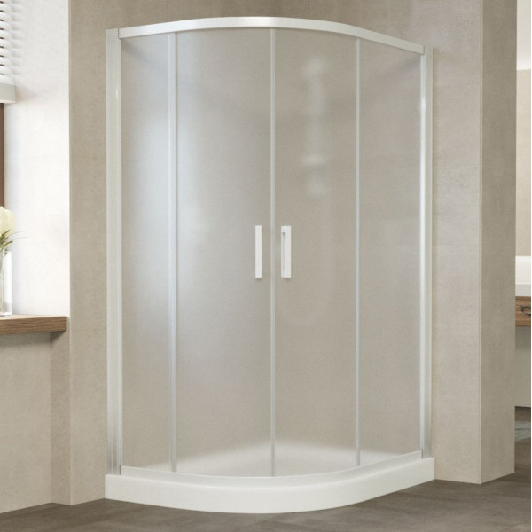 Душевой уголок Vegas Glass ZS-F 120*100 01 10 профиль белый, стекло сатин