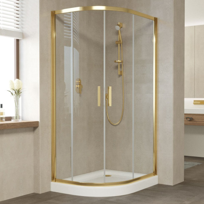 Душевой уголок Vegas Glass ZS-F 90*80 09 01 профиль золото, стекло прозрачное