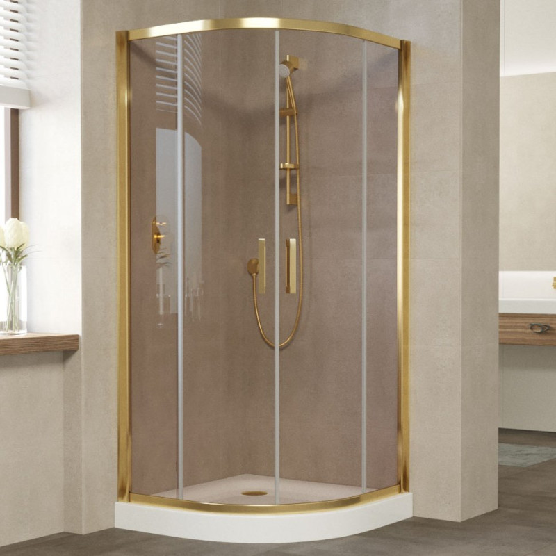 Душевой уголок Vegas Glass ZS 100 09 05 профиль золото, стекло бронза