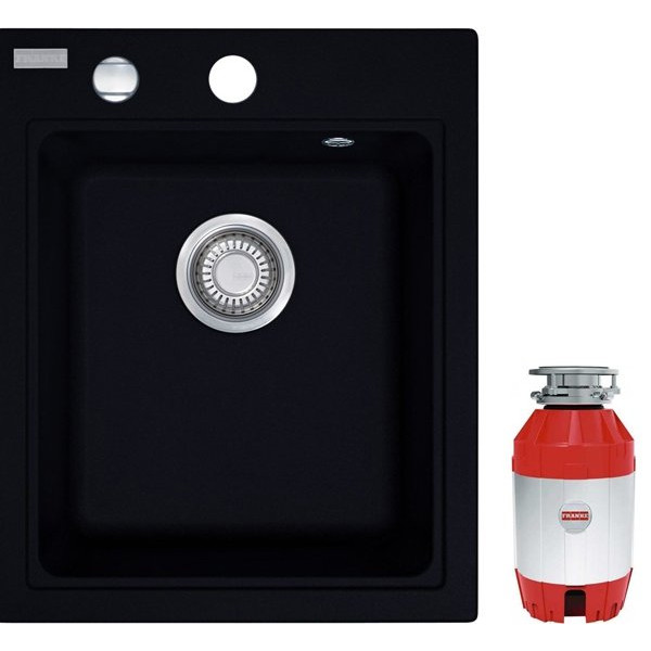 Комплект  Мойка кухонная Franke Maris MRG 610-42 оникс + Измельчитель отходов Franke Turbo Elite TE-75 с пневмокнопкой