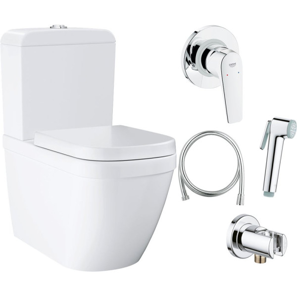 Комплект  Унитаз-компакт Grohe Euro Ceramic 39338000 + Гигиенический душ Grohe BauFlow 124900 со смесителем