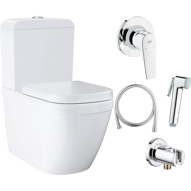 Комплект  Унитаз-компакт Grohe Euro Ceramic 39338000 + Гигиенический душ Grohe BauFlow 124900 со смесителем
