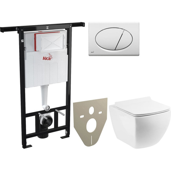 Комплект  Унитаз подвесной BelBagno Carina BB514CHR с крышкой + Система инсталляции AlcaPlast Jadromodul AM102/1120 + Кнопка смыва AlcaPlast ALCA M70 белая + Шумоизоляционная