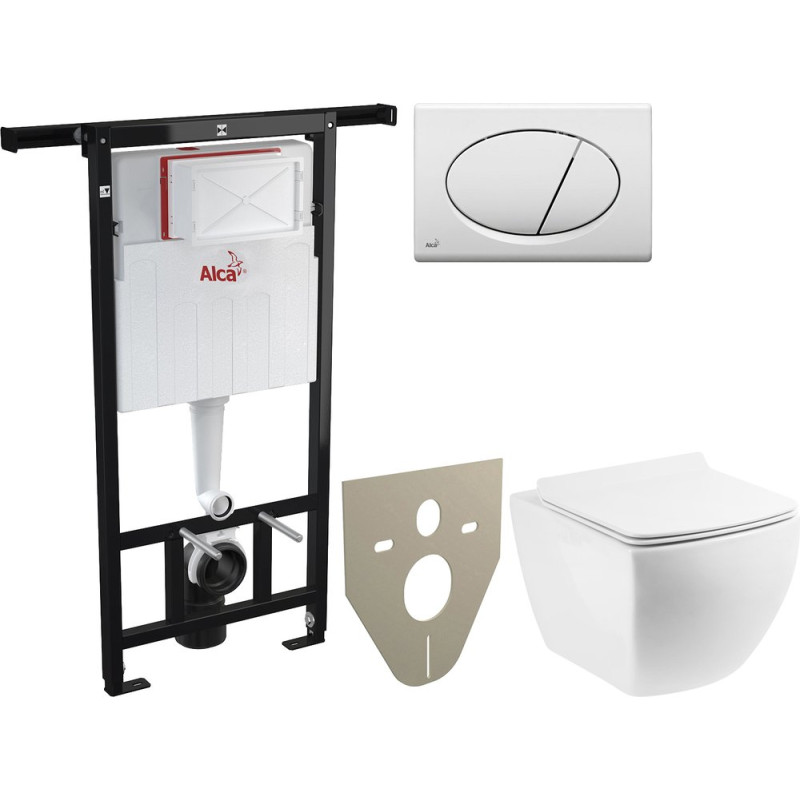 Комплект  Унитаз подвесной BelBagno Carina BB514CHR с крышкой + Система инсталляции AlcaPlast Jadromodul AM102/1120 + Кнопка смыва AlcaPlast ALCA M70 белая + Шумоизоляционная