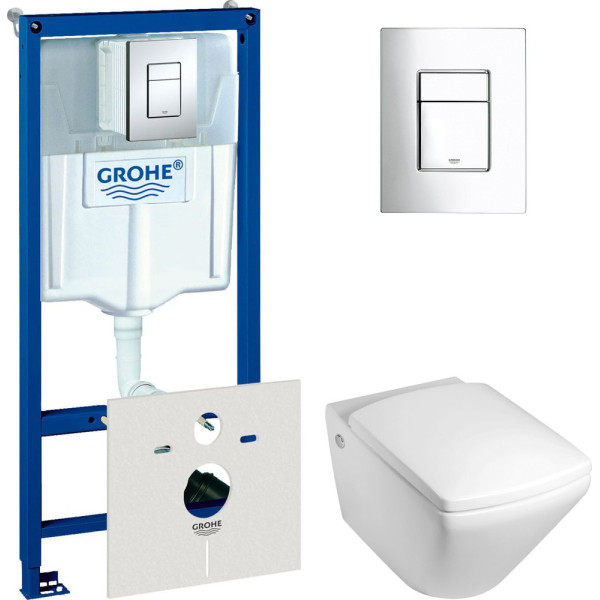 Комплект  Унитаз подвесной Jacob Delafon Escale E1306 + Система инсталляции для унитазов Grohe Rapid SL 38775001 4 в 1 с кнопкой смыва