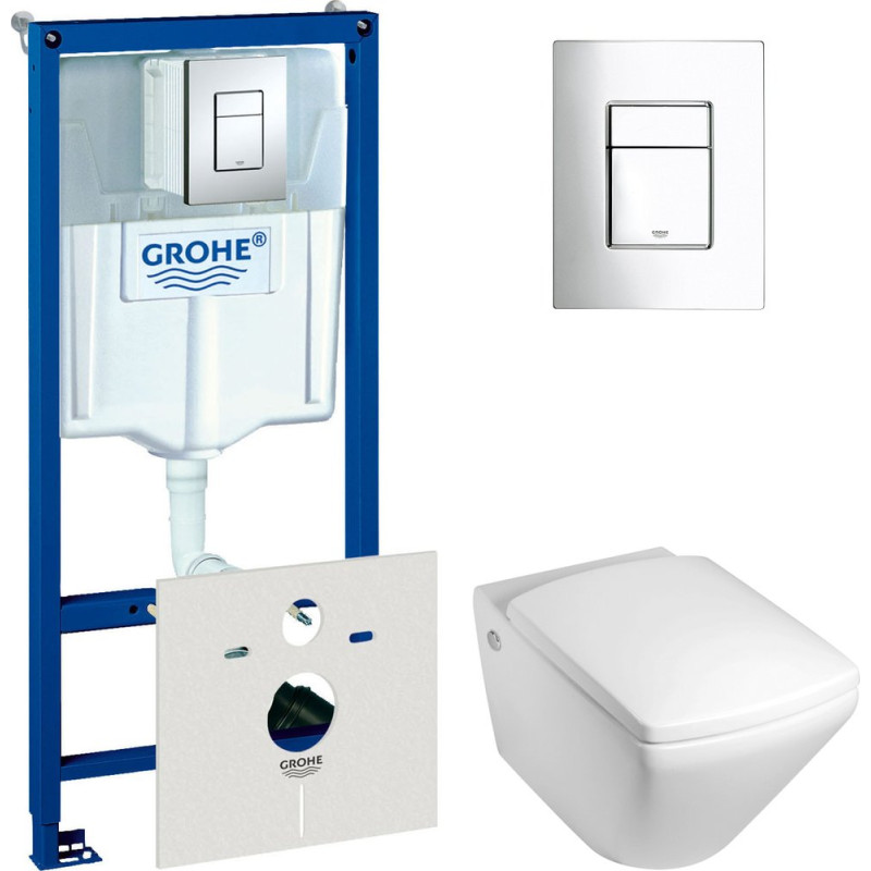 Комплект  Унитаз подвесной Jacob Delafon Escale E1306 + Система инсталляции для унитазов Grohe Rapid SL 38775001 4 в 1 с кнопкой смыва