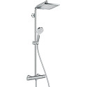 Комплект Душевой уголок STWORKI Эстерсунд DE019R80110200 110x80 см профиль хром матовый + Душевая стойка Hansgrohe Crometta Е 240 1jet