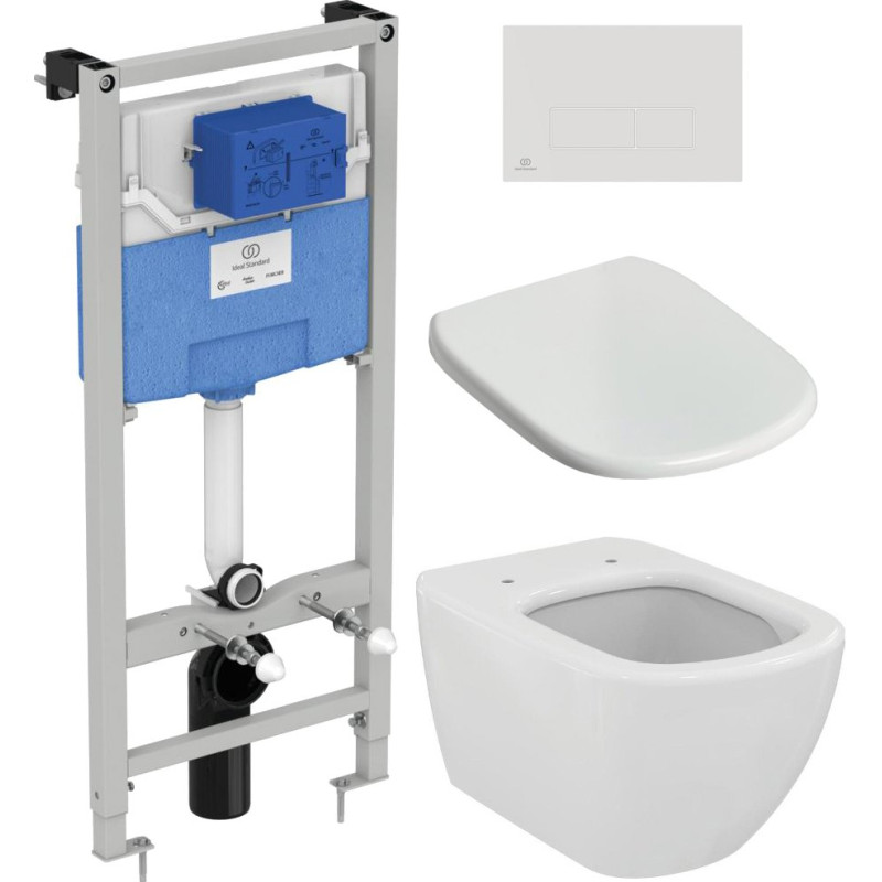 Комплект Система инсталляции для унитазов Ideal Standard Prosys Frame + Чаша для унитаза + Крышка-сиденье T352901 + Кнопка смыва белая