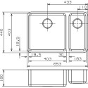 Мойка кухонная Reginox Ohio 40x40+18x40 LUX L сталь