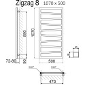 Полотенцесушитель электрический Terma Zigzag 50x107, черный металлик