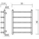 Полотенцесушитель водяной Domoterm Калипсо П5 50x70, античная бронза